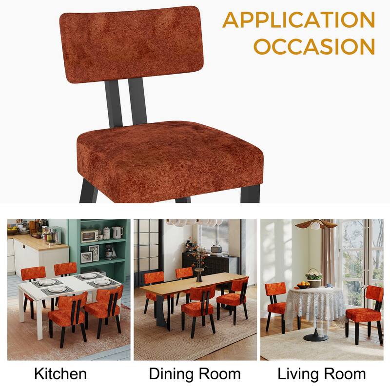 Mid-century Fabric Upholstered Dining Chairs in Black Legs
