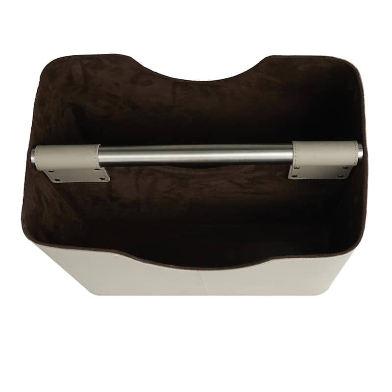 Leather Magazine Holder with Divided Inside - Light Gray or Brown - Roche River Decor