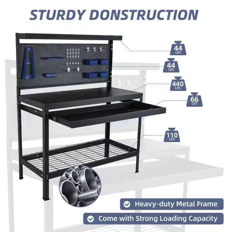 Tools Cabinet Work Table with Metal Top and 1-Drawer