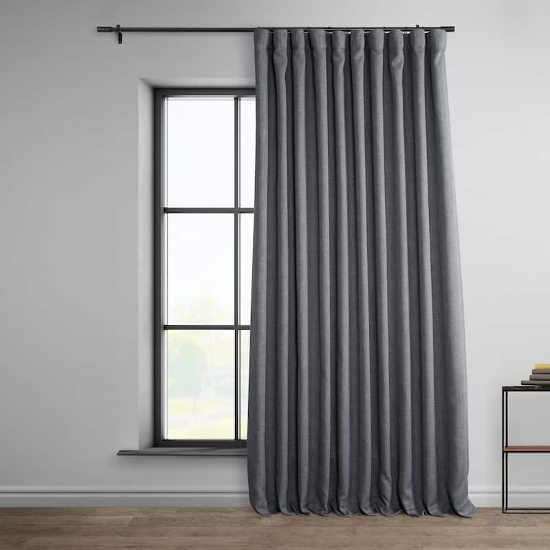 Exclusive Fabrics Faux Linen Extra Wide Room Darkening Curtains Panel - Versatile Privacy Drapery for Wide Windows (1 Panel) - 100 X 120 - Dark Gravel