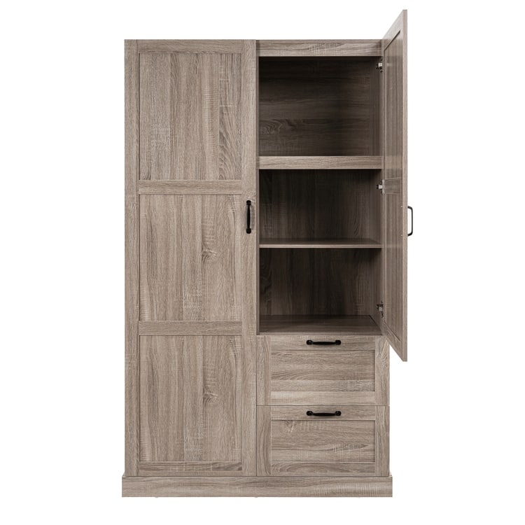 40" Extra-Wide Storage Cabinet, 71" Tall Pantry with Shelves & Drawers