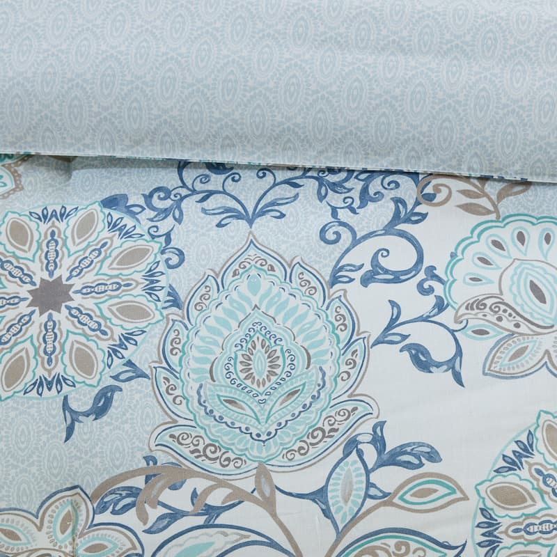 Madison Park Loleta 8 Piece Cotton Floral Printed Reversible Comforter Set