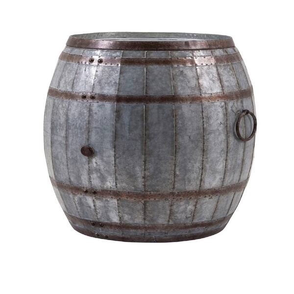 Shop 26 Pewter Gray And Mocha Brown Rustic Decorative Wine Barrel
