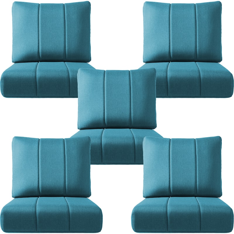 Ivora 24" W x 24" D x 6" T Water & Fade Resistant Outdoor Lounge Chair Replacement Cushion Set - 5 Sets - Peacock Blue