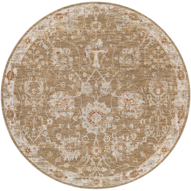 Livabliss Avant Garde Updated Traditional Medallion Area Rug - Olive - 6'7" x 6'7" Round