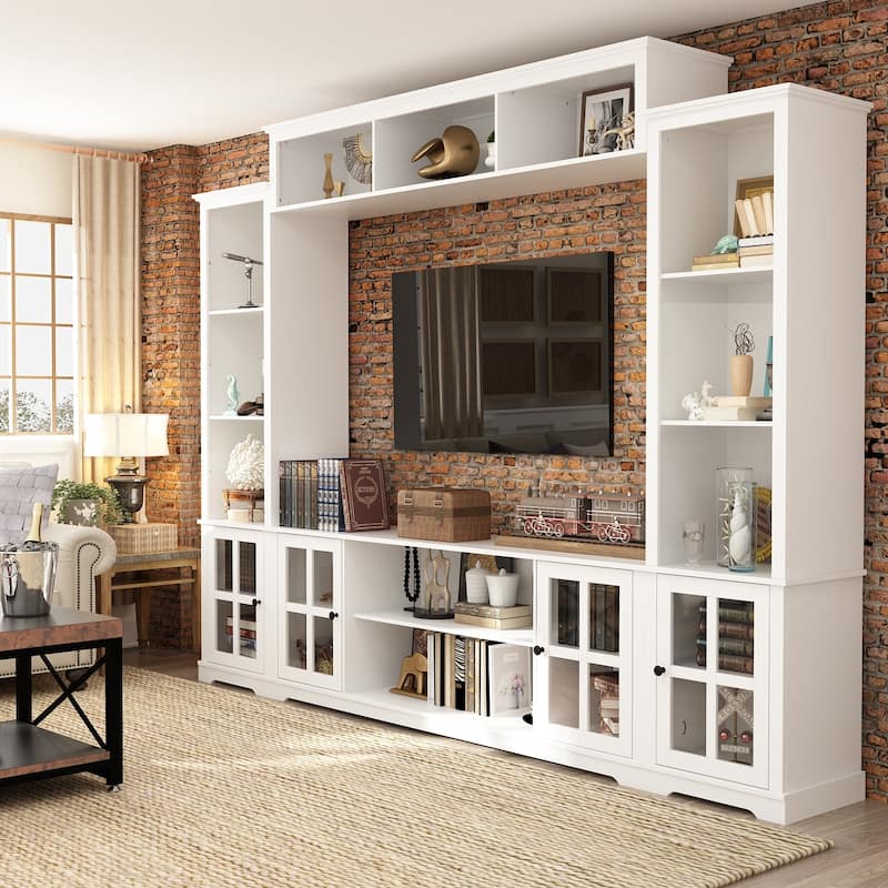 Living Room Set with TV Stand and Two Bookcases Doors 102"/68.1"W