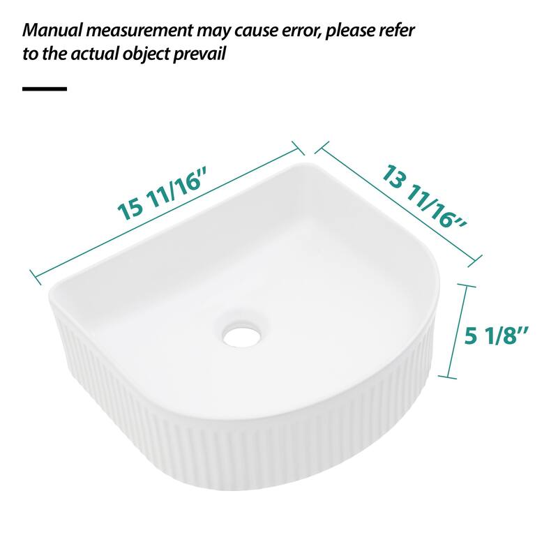 15.7"x13.7" Bathroom Ceramic Vanity Sink