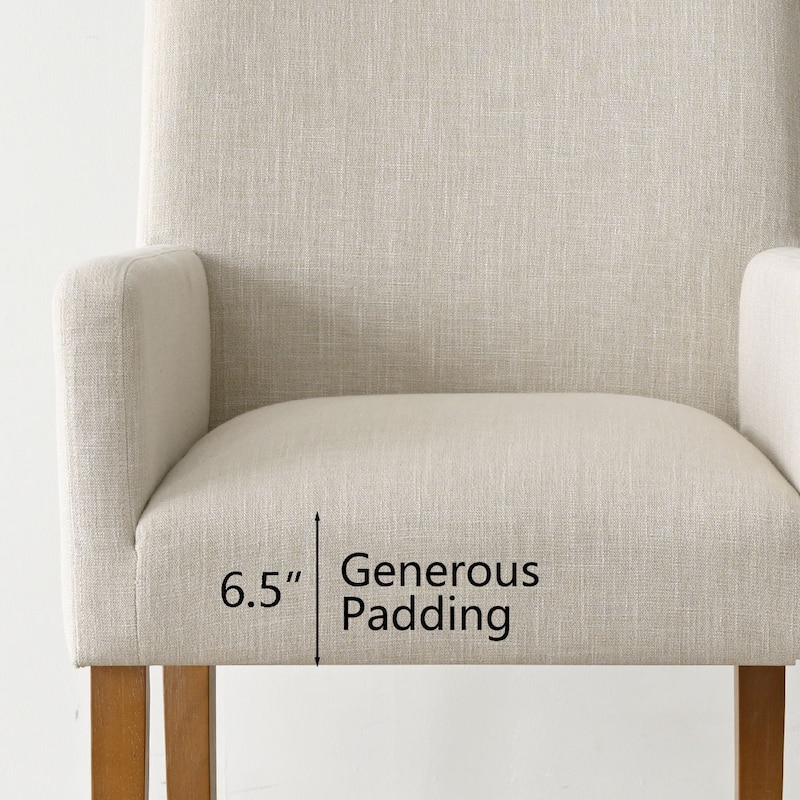 Linen Upholstered Armchair with Solid Wood Legs(Set of 4)