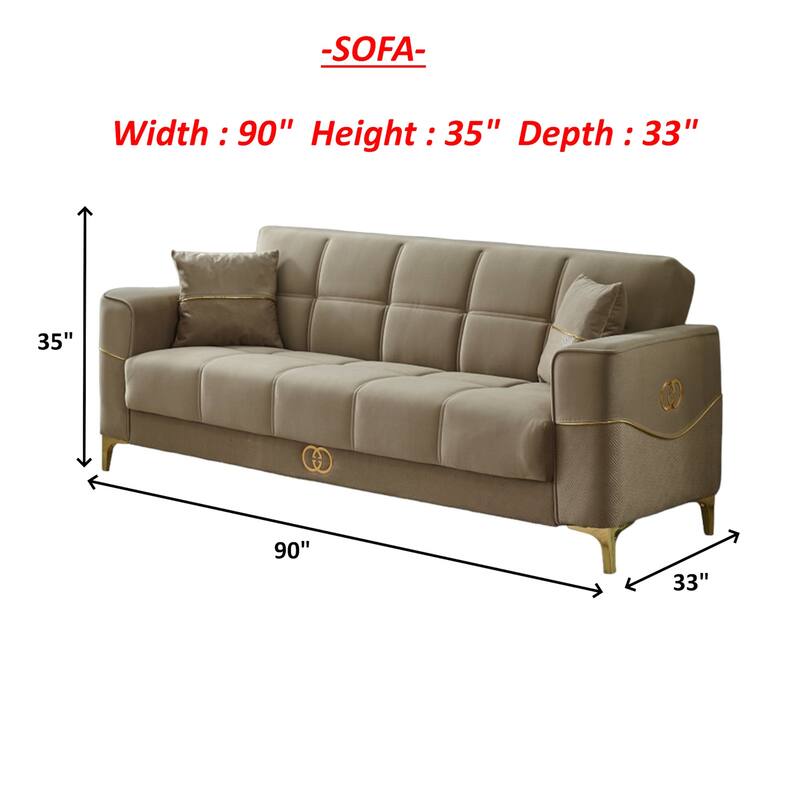 Carso 3 Pieces Living Room Sets 1 Sofa 1 Loveseat 1 Chair