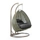preview thumbnail 43 of 128, LeisureMod Modern 2-Person Egg Hanging Swing Chair with Beige Wicker, Oxford Fabric Cover, Patio Hammock Lounger and Cushions Dark Grey