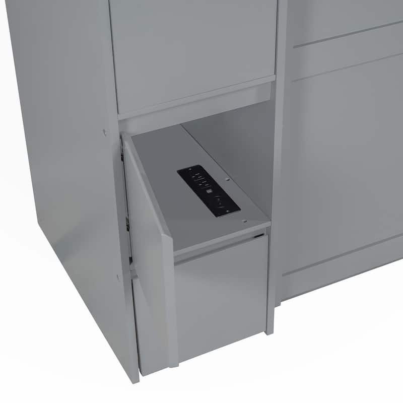 Full Size Murphy Bed with Cabinets and USB Ports