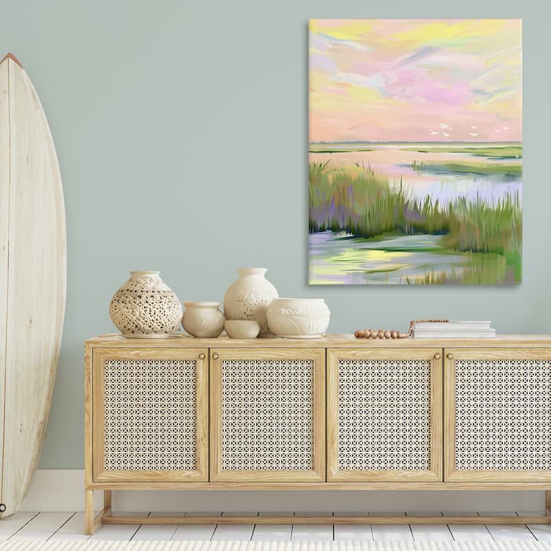 Stupell Soft Pink Marshland Sunrise Canvas Wall Art Design By Arlington Prints