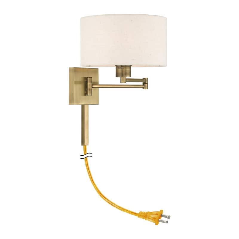 Livex Lighting 1-Light Drum Shade Swing Arm Wall Lamp, 40037
