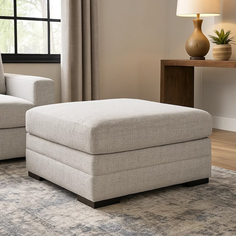 Carly Oversized Accent Ottoman, Modern Stone Gray Nuvella 36 Inch