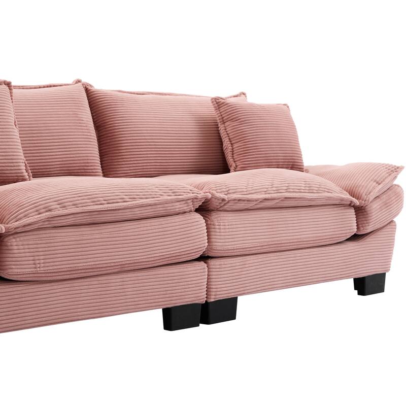 Corduroy Couch Loveseat Sofa with Pillows,Comfy Upholstered Deep Seat Sofa for Bedroom,Living Room,Office