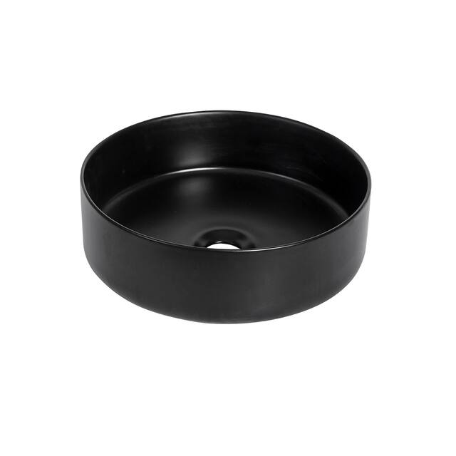 Altair 14 x 14 in. Round Black Finish Ceramic Vessel Bathroom Vanity Sink