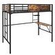 preview thumbnail 1 of 3, Twin Loft Bed with Metal Frame, Storage Shelf, and Ladder Black-Brown