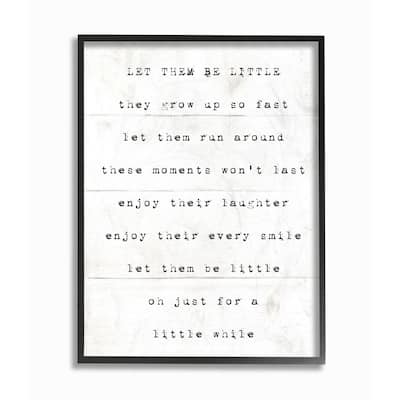 Stupell Let Them Be Little Kids Inspirational Word Design Framed Wall Art, Design By Artist Daphne Polselli
