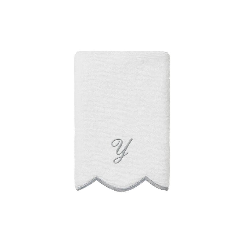 Authentic Hotel and Spa 100% Turkish Cotton Grey ADORNIA Scallop Personalized 3 Piece Towel Set - 3 Piece Set