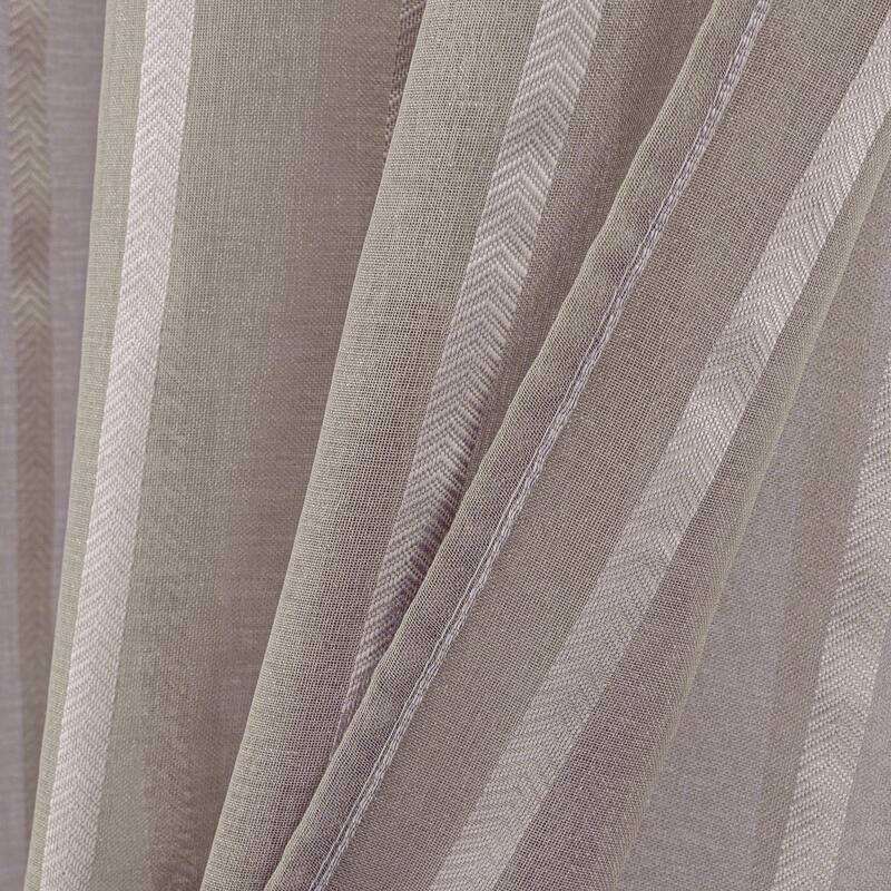 Gretchen Striped Sheer Window Curtain Rod Pocket 90 inch - 54 x 90 in.
