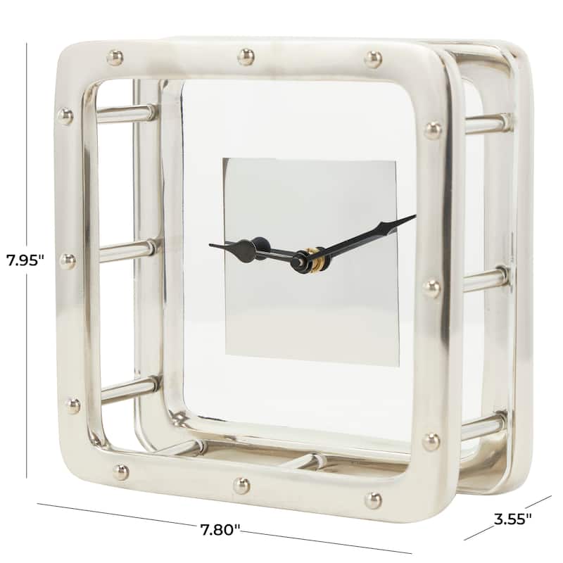Silver Aluminum Dimensional Open Frame Geometric Clock