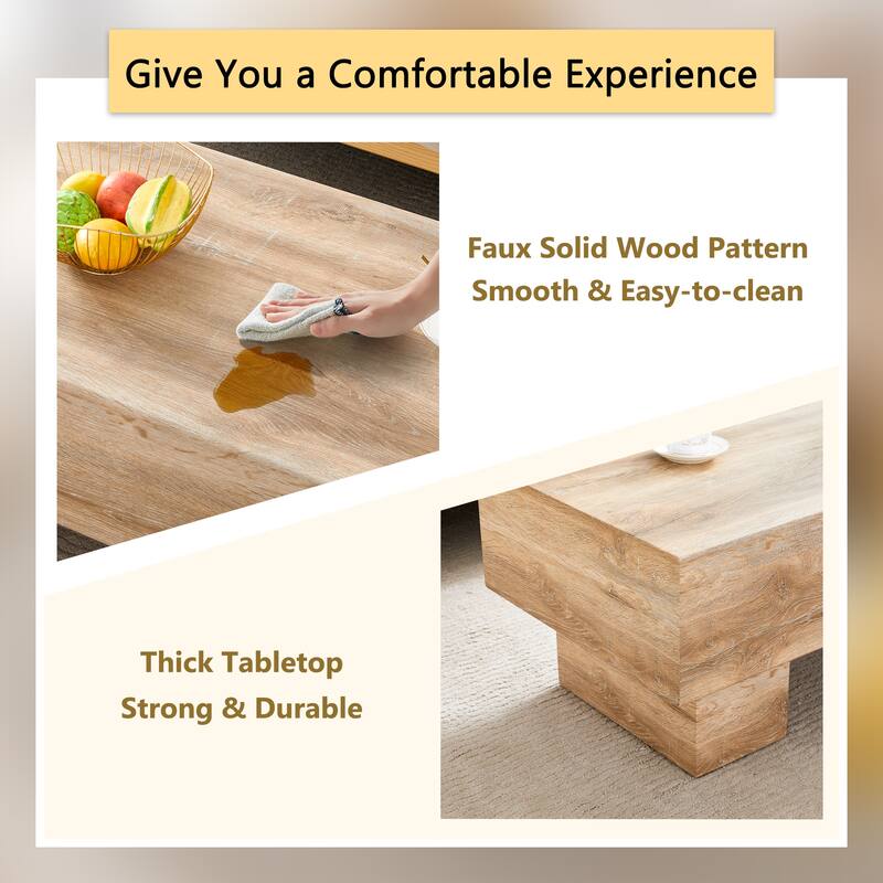 Wood Coffee Table Accent Table Sofa Side Table, Living Room Center Table with Spacious Top, Easy Assembly