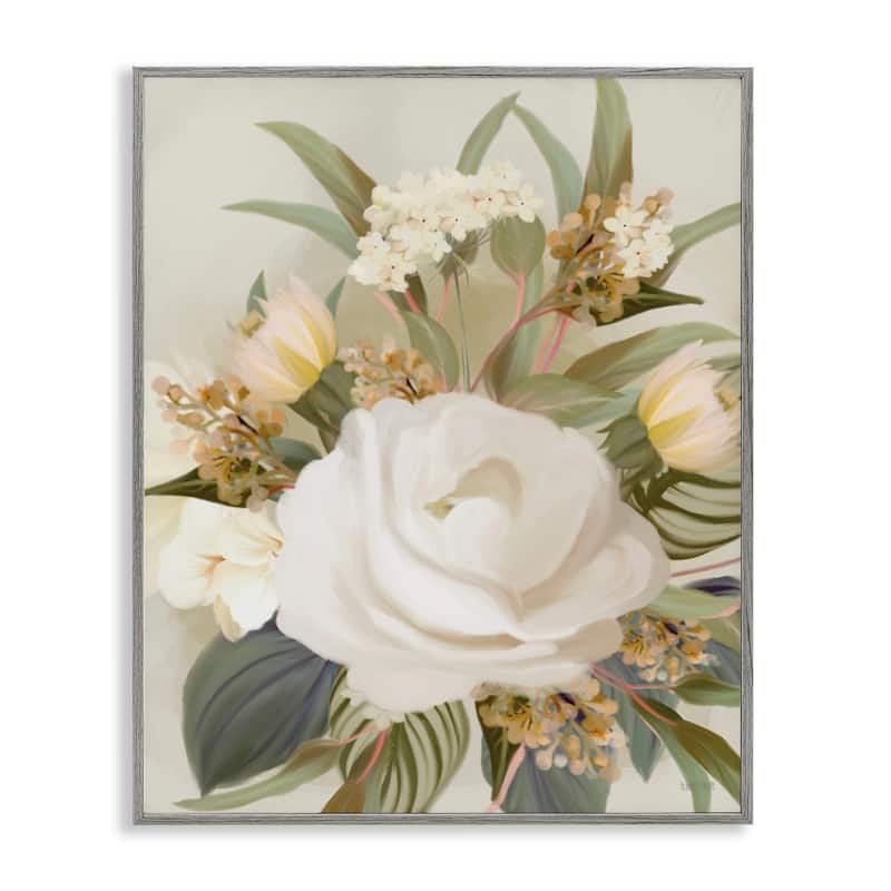 Stupell Charming Soft Rose Bundle Framed Giclee Art Design By House Fenway - 24 x 30 - Grey