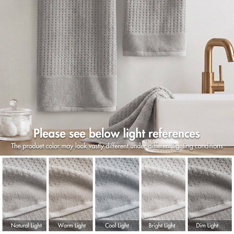 Madison Park Spa Waffle Cotton Waffle Jacquard Antimicrobial Bath Towel 6 Piece Set