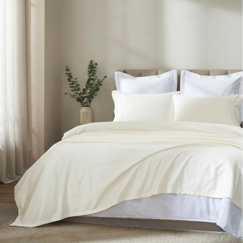 Superior Apus 100% Cotton Perfect Fit Bed Sheet Set - California King - 18" Extra Deep Pocket - Ivory