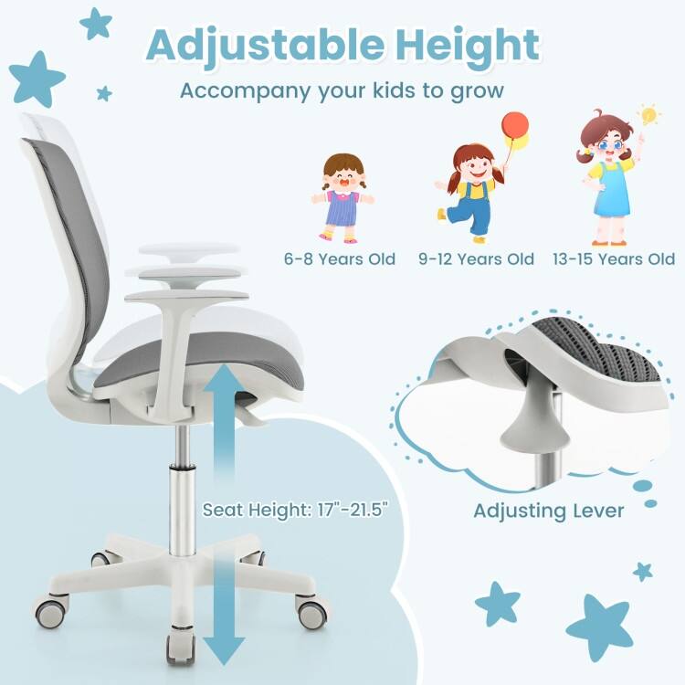 Swivel Mesh Children Computer Chair with Adjustable Height - 22.5" x 22.5" x 31.5"