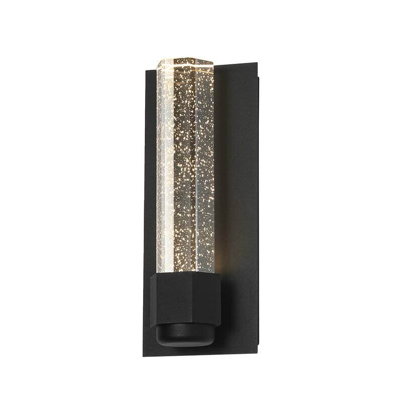 1-Light Bubble Crystal Linear Tube Dimmable LED Vanity Wall Lamp - Black