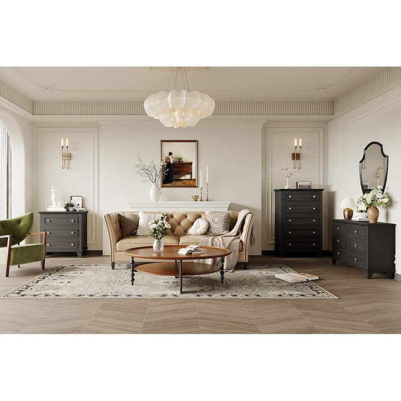 Tall Dresser for Bedroom with 5 Drawers, Chest of Drawers with Ample Storage for Closet, Living Room or Hallway