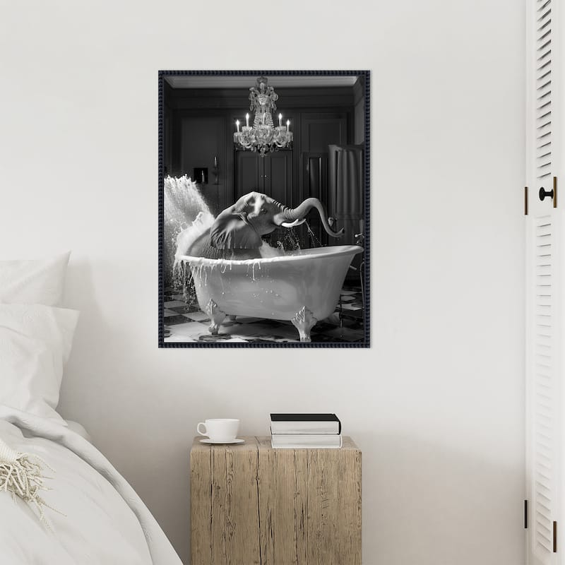 Big Elephant Splash by Niky Rahner Framed Canvas Wall Art