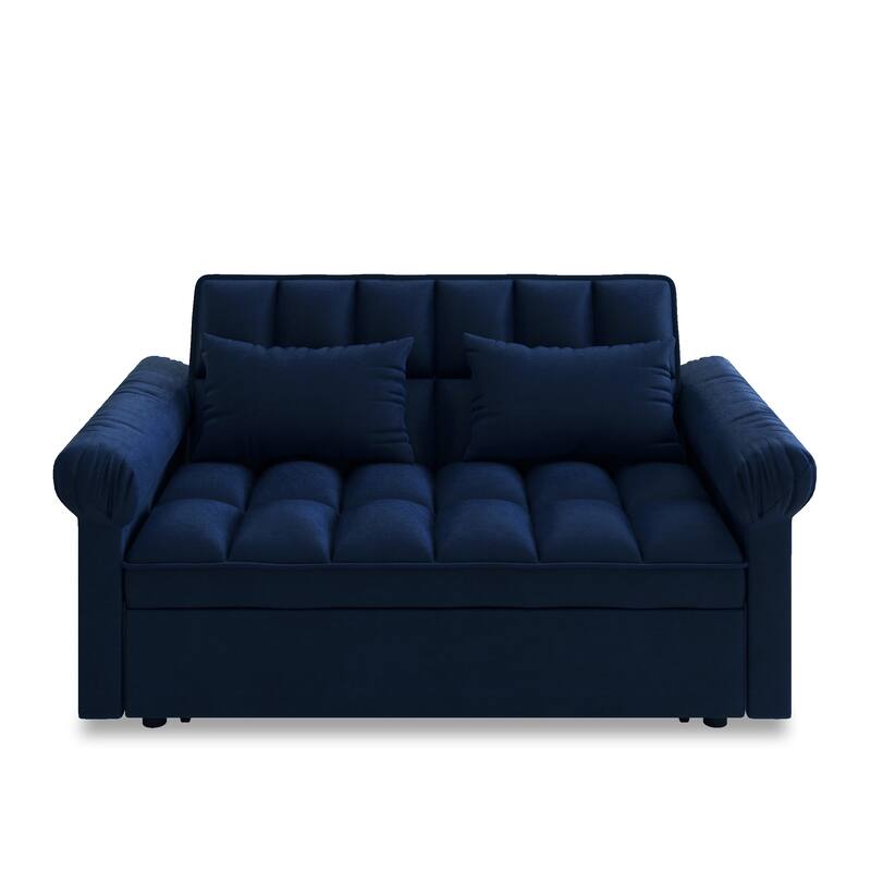 Roomfitters Loveseat Sofa Bed with Pull-Out Bed and Adjustable Back, Compact Upholstered Sleeper Sofa for Living Room