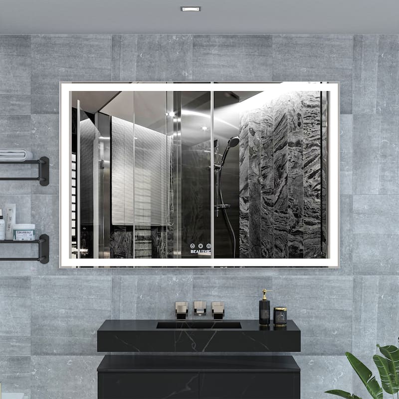 60 inch Rectangular Framed Wall Mounted LED Bathroom Vanity Mirror - 60" x 40"