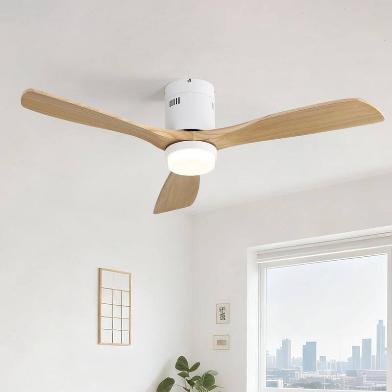 Sofucor 52"Solid Wood Modern,Farmhouse Indoor Ceiling Fan Chandelier with Remote,Adjustable light,Smart Optional