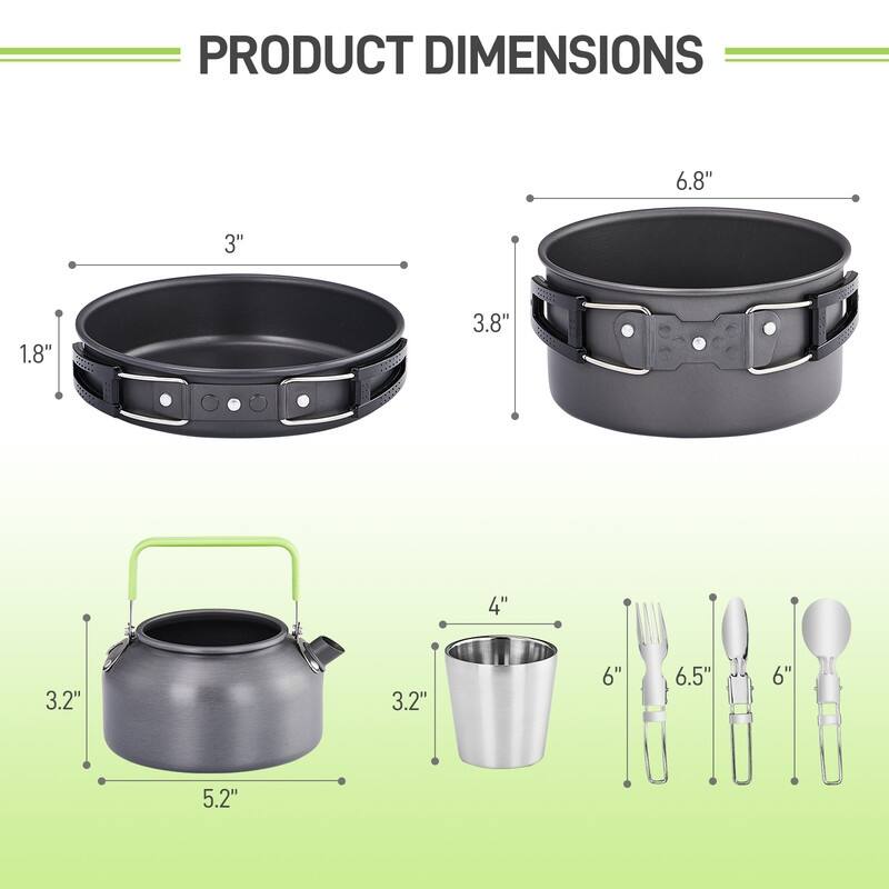 Camping Cookware Set Outdoor Cooking Kit Double Cookware - 10 Pcs
