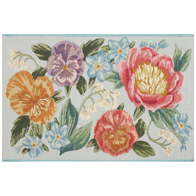 Liora Manne Esencia Secret Garden Indoor/Outdoor Mat - 2'5" x 3'11" - Light Blue