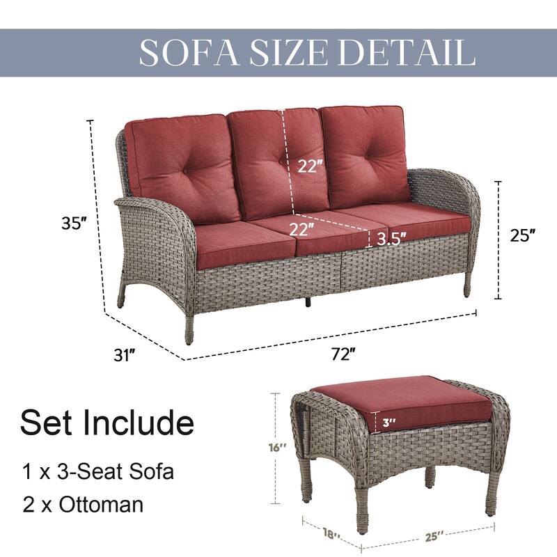 Pocassy Patio Outdoor Sofa Swivel Chairs with Ottman Table Set