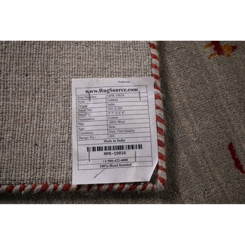 Tribal Gabbeh Indian Area Rug Handmade Wool Carpet - 6'8"x 9'7"