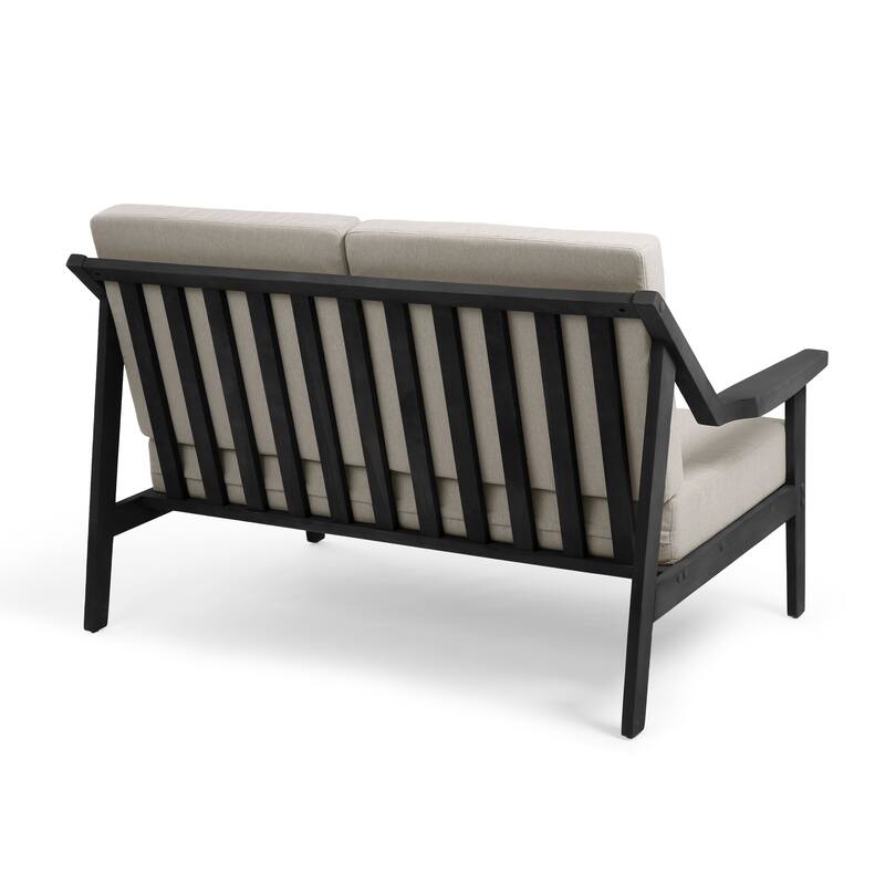 Solid Wood Outdoor Arm Chair Loveseat with Cushion