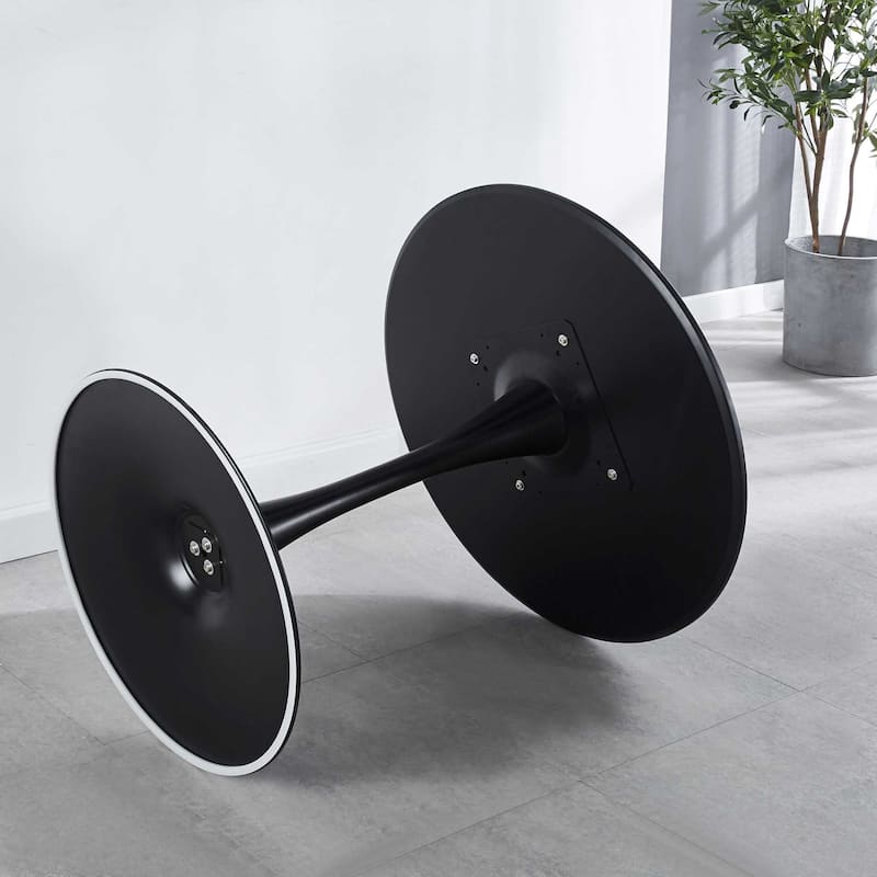 31.5"Black Tulip Table Mid-century Dining Table for 2-4 people With Round Mdf Table Top, Pedestal Dining Table