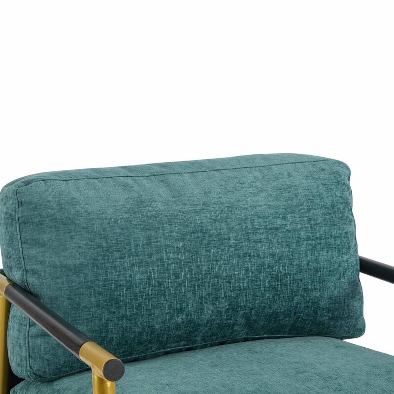 Minimalist Armchair - Soft Cushions, Wood/Metal Design, Compact