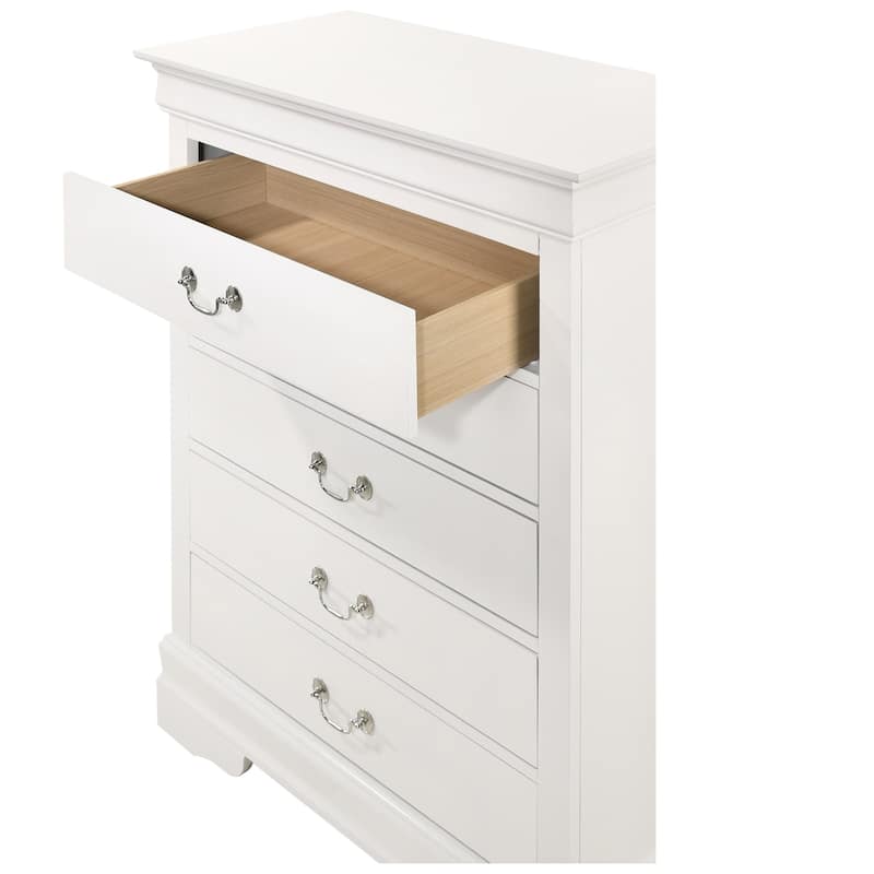 5-Drawer Wooden Bedroom Chest - 48" - White