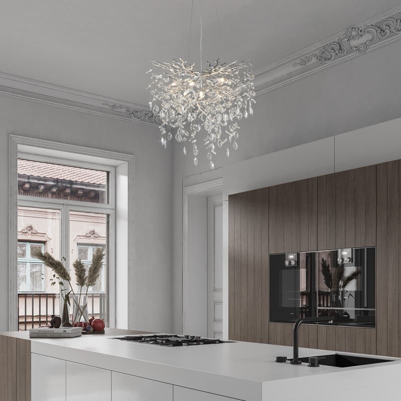 Modern Round Branch Crystal Chandelier, 600-1200mm Diameter, Marquise Cut Crystal Pendant Light