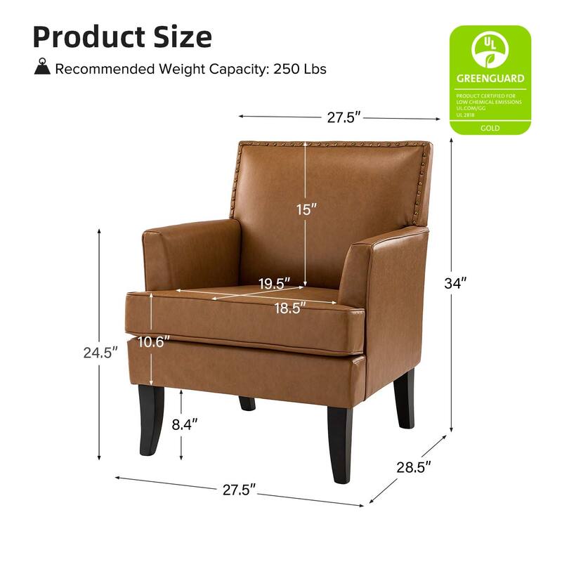 Nileus Contemporary and Classic Polyester Accent Chair with Solid Wooden Legs by HULALA HOME