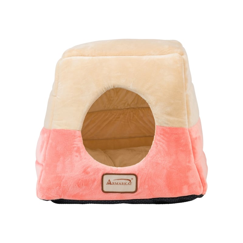 2-In-1 Cat Bed Cave Shape And Cuddle Pet Bed - 14"L x 14"W x 15"H