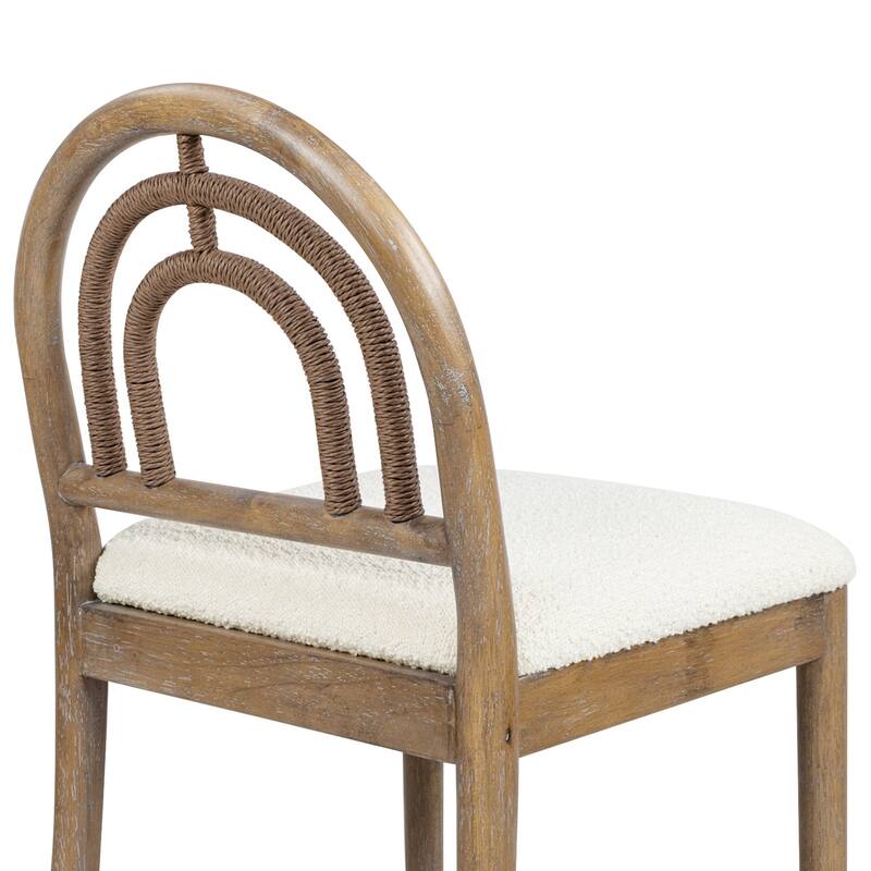 Arched Back Wood & Upholstered Counter Stool Set