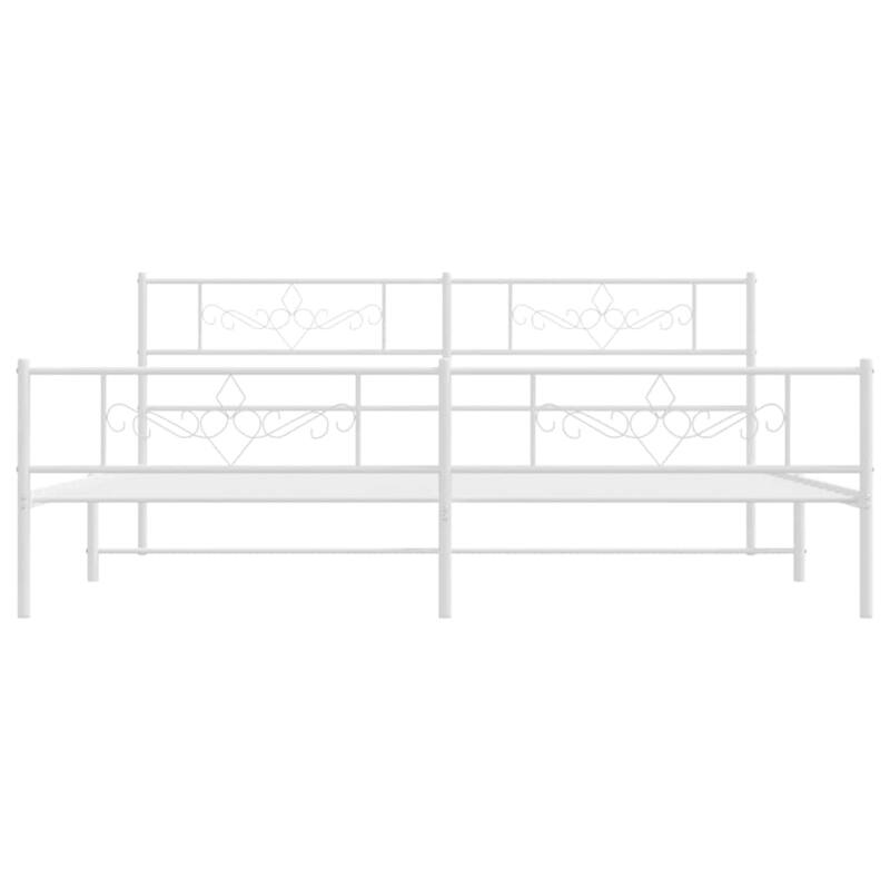 vidaXL 12 Inches White King Size Metal Bed Frame No Mattress - 81.5" x 78" x 35.4"