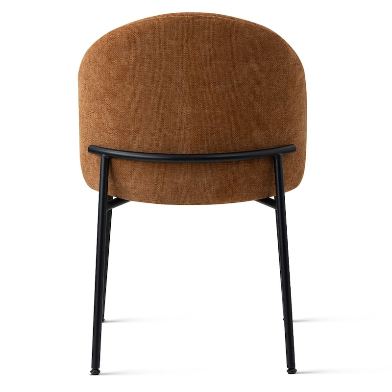 Modern Fabric Dining Chairs with Curved Back and Steel Legs, Set of 4